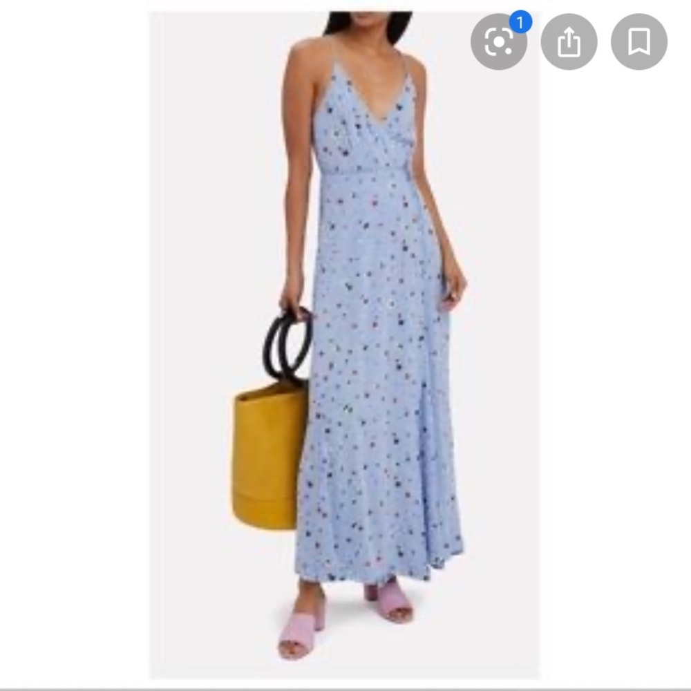 NWT GANNI Serenity Blue Strappy Maxi Dress 36